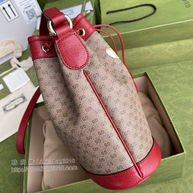 Gucci专柜新款女包, 古驰哆啦A梦牛角抽绳水桶包 Gucci单肩斜挎包 655597  gdj1596
